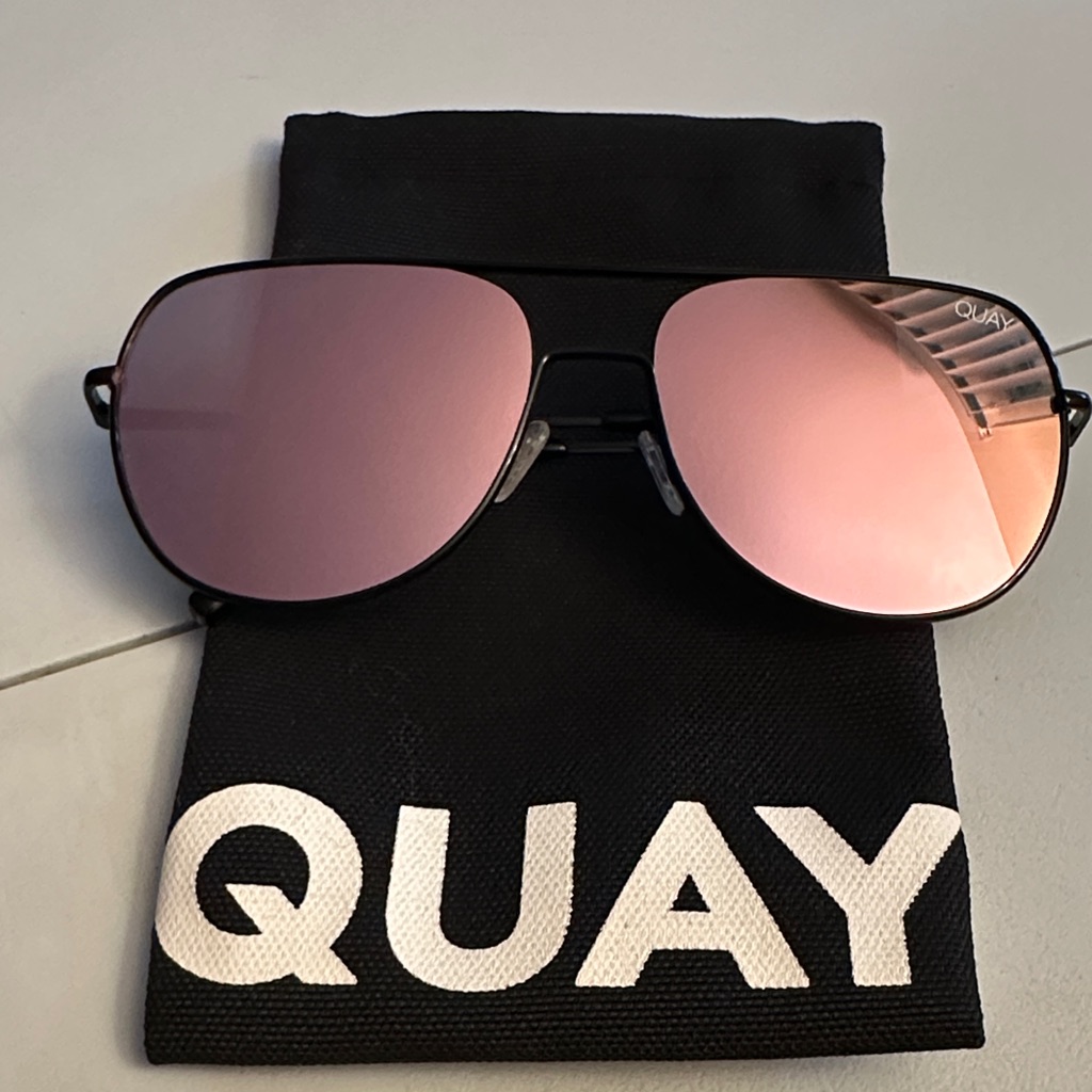 Quay Australia Black Frame With Pink Lenses Sunglasses